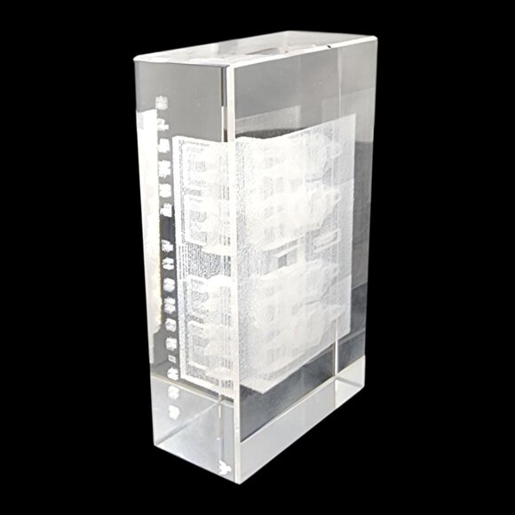 Egyptian Glass Paperweight 3D Etched Crystal Souvenir Abu Simbel Temple Egypt 4" - Picture 2 of 6